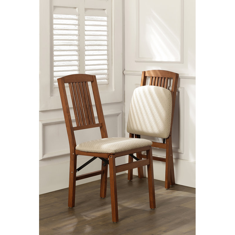 Stakmore Simple Mission Folding Chair, Cherry Frame with Blush Fabric, Cherry