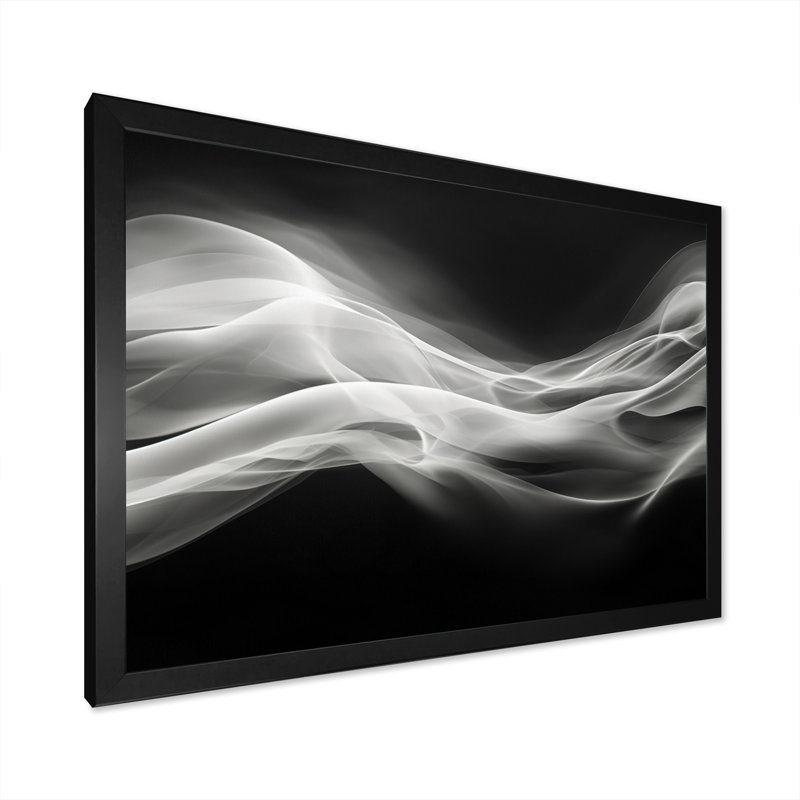 Noir blanc abstrait contemplatif III - impression, H 16 po x l 32 po x P 1 po, Cadre photo noir