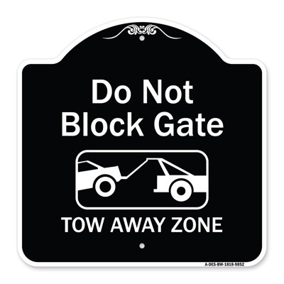 Enseigne Signmission Designer Series - Ne pas bloquer la barrière, zone de remorquage avec graphique | Enseigne architecturale verte en aluminium de gros calibre 18 po x 18 po | Protégez votre entreprise et votre commune | Fabriqué aux États-Unis