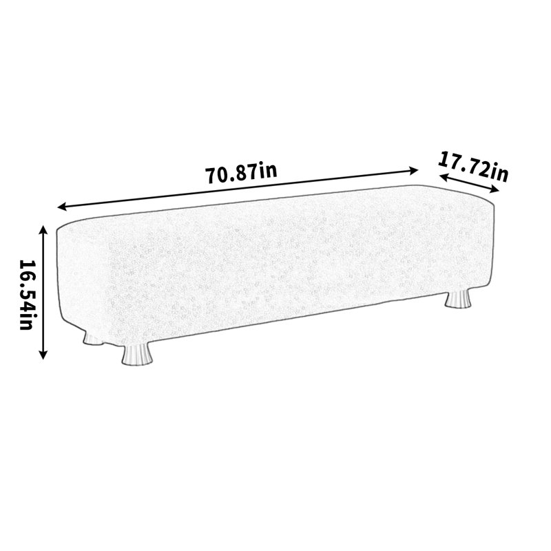 Banc simple en velours, H 16,54 po x l 70,87 po x P 17,72 po