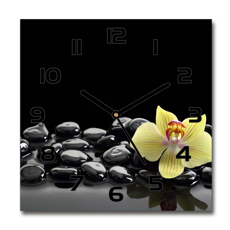 Glass Wall Clock, Black/Yellow