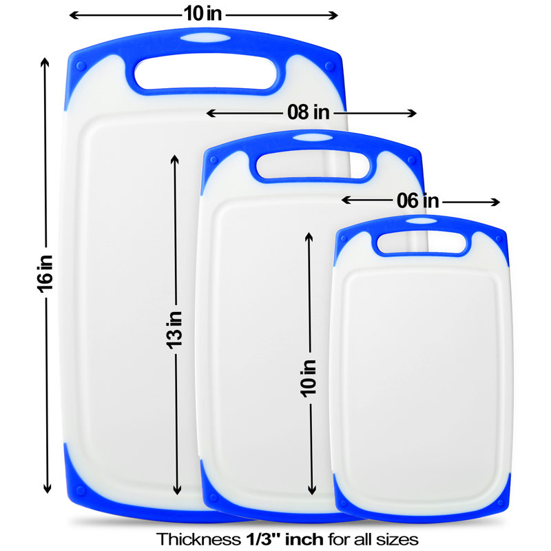Belwares 3 Piece Plastic Cutting Board Set, Blue
