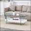 Table basse Kaiser avec plateau en verre et rangement double couche-630610233