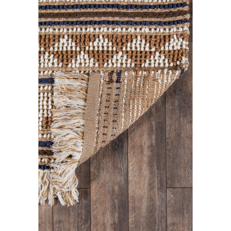 Alberta Geometric Handmade Flatweave Ivory/Brown Rug, Rectangle 2' x 3'