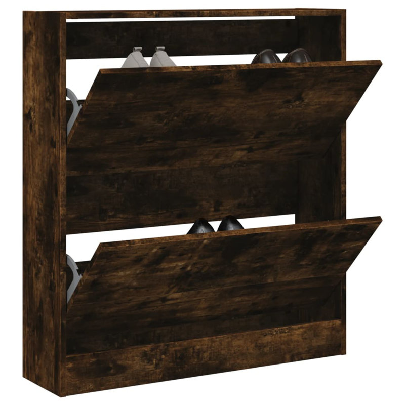 6 Pair Shoe Storage Cabinet, Smoked Oak