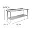Table de préparation et de travail Woodford en acier inoxydable avec dosseret et tablette inférieure-56212530