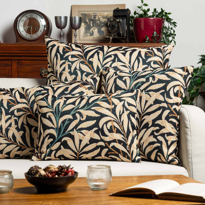 Floral Black Cushion, 43x43cm, Feather filled