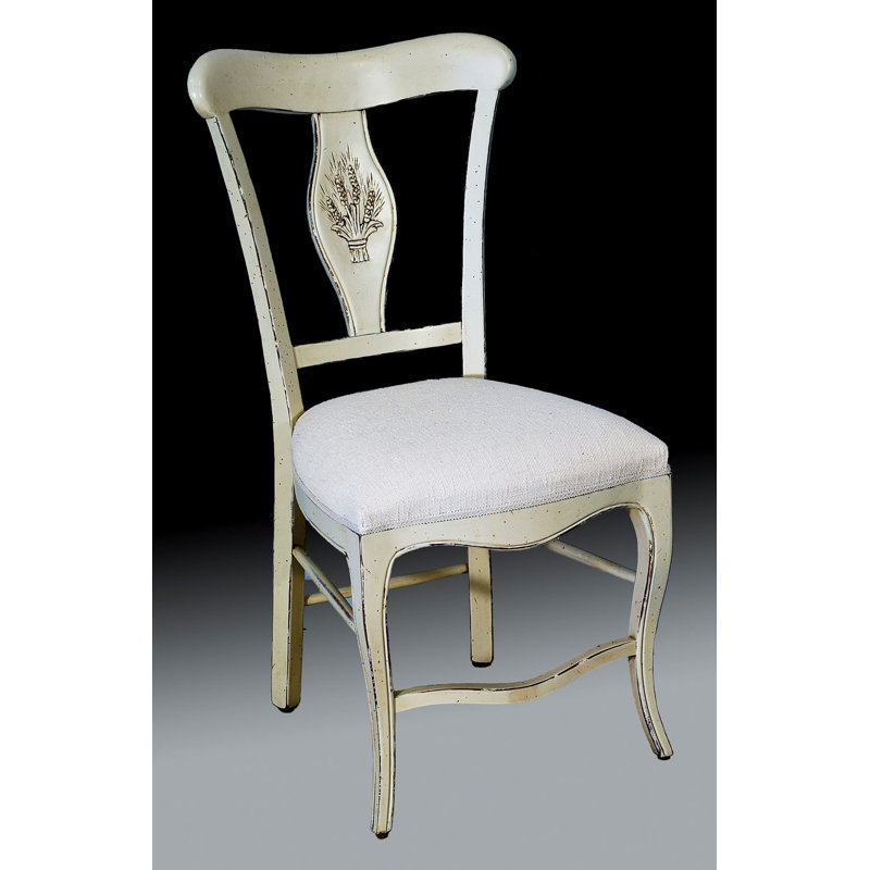 Muslin Queen Anne Back Side Chair, White, White Stained