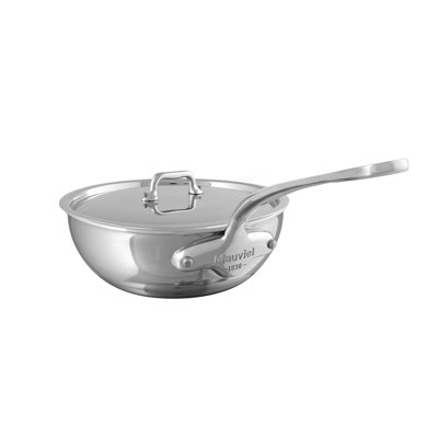 Mauviel M'URBAN 4 Tri-Ply Curved Splayed Saute Pan With Lid, Cast Stainless Steel Handle