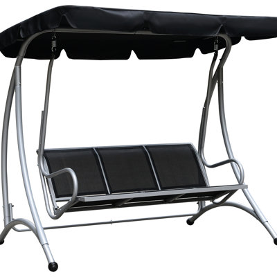 3 Outdoor Canopy Swing, Adjustable Shade For Sun Avoidance Feature, Adults' Garden Poolside, Black Poolside With Sunshade