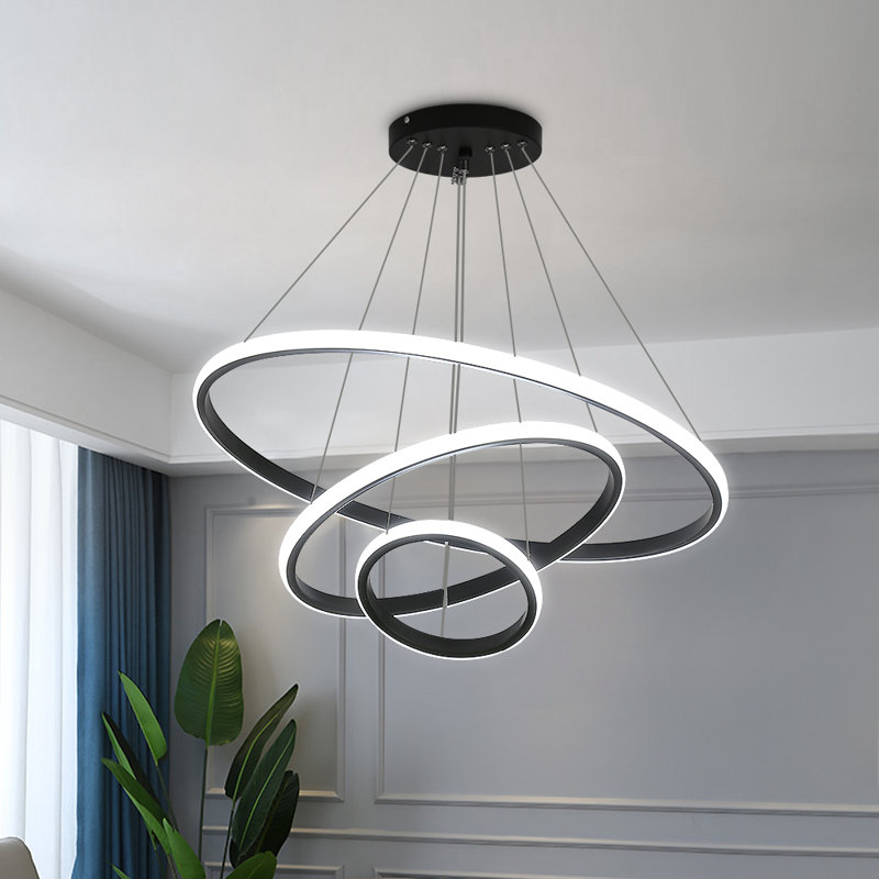 Hayhurst 3 - Light Unique Pendant Light Chandelier, Matte Black, 60cm H x 40cm W x 20cm D