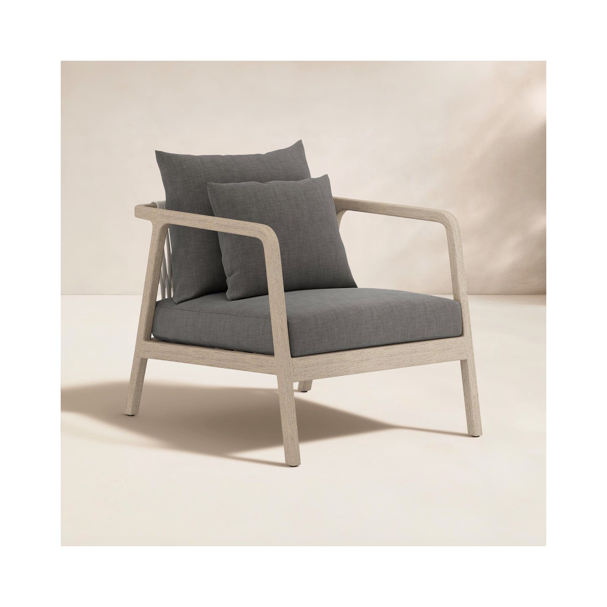 Layne Teak Outdoor Lounge Chair, Charcoal, Brown