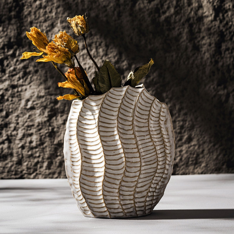White Ceramic Decorative Vase,Cute Small White Flower Vase For Home Decor,Nordic Modern Boho Ins Style Decorative Ceramic Aesthetic Vases For Flowers