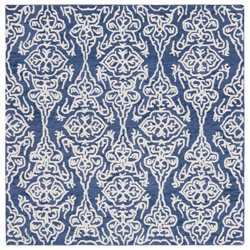 Anjalika Hand Tufted Wool Damask Rug, Square 6'
