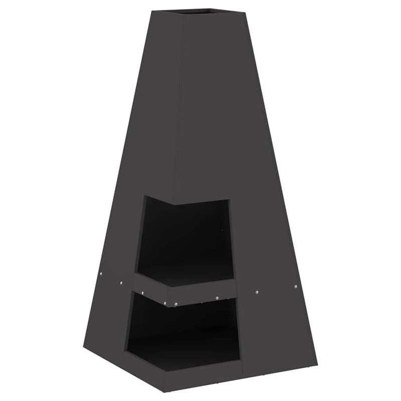 Outdoor Fire Pit, 100cm H x 50cm W x 50cm D, Black
