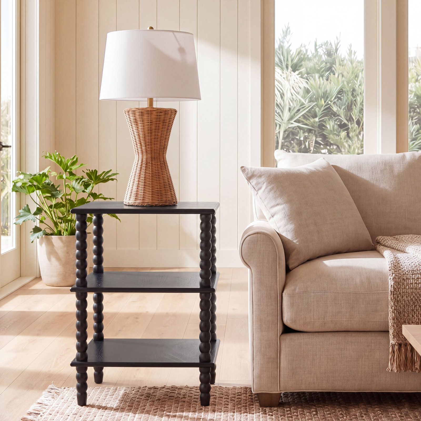Netta 16" Pine End Table, Matte Black
