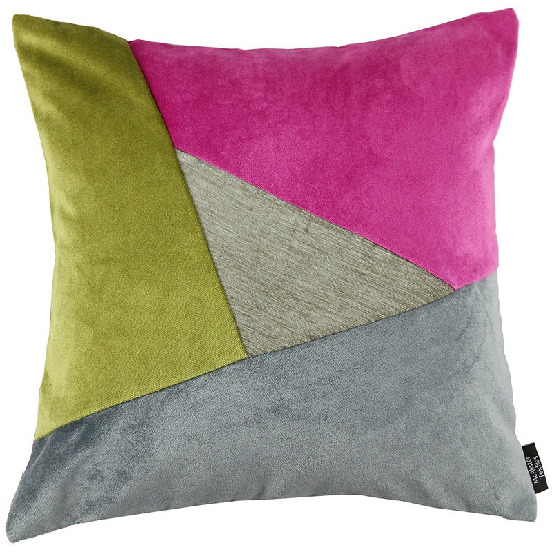 Epicurus Patchwork Square Cushion, 60 x 60cm, Fuchsia/Lime