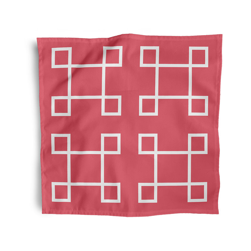 Kuse Polyester Geometric Square Napkin, 18" W x 18" L, Coral