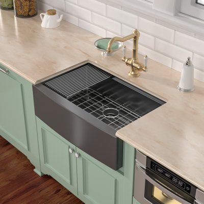 Évier de cuisine en acier inoxydable à tablier simple L 30 po x l 22 po