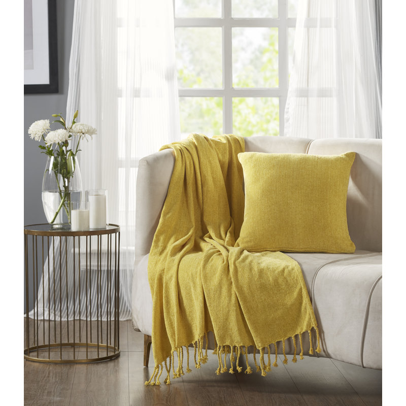 Ensemble de coussins décoratifs de luxe 100% polyester Enrich Collection, Jaune