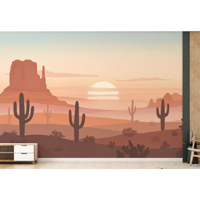 Désert, papier peint cactus du désert, peler le bâton minimaliste, décoration murale cactus, art mural désert, décalque de cactus, murale 729RS (non tissé) RS729
