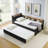 Twin Size Upholstery Velvet Height Adjustable Day Bed With Storage Headboard And Wireless Charging, Multi-Functional Daybed With Trundle Bed & LED Lights, Black