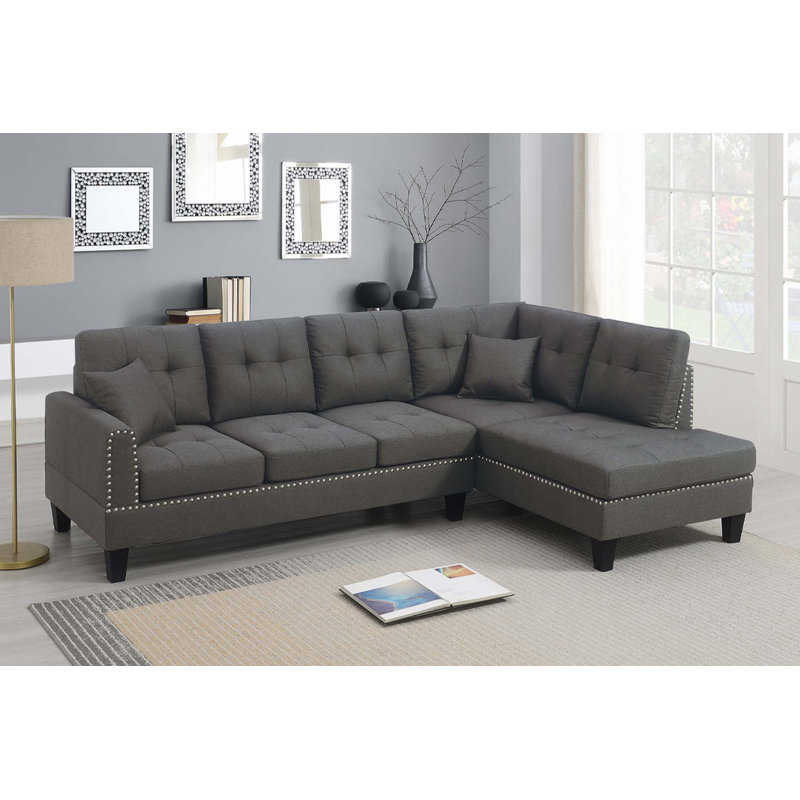 2pc Sectional Set, Dark Coffee Linen
