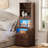 2 Drawers Farmhouse Tall Nightstand with Charging Station and Bookshelf-122980700-132286797