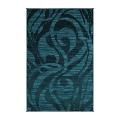 Machine Washable Abstract Blue Area Rug