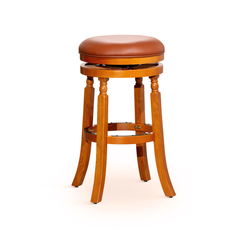 Tabouret de bar attrayant de 30 po au fini naturel et siège en cuir pour une assise confortable