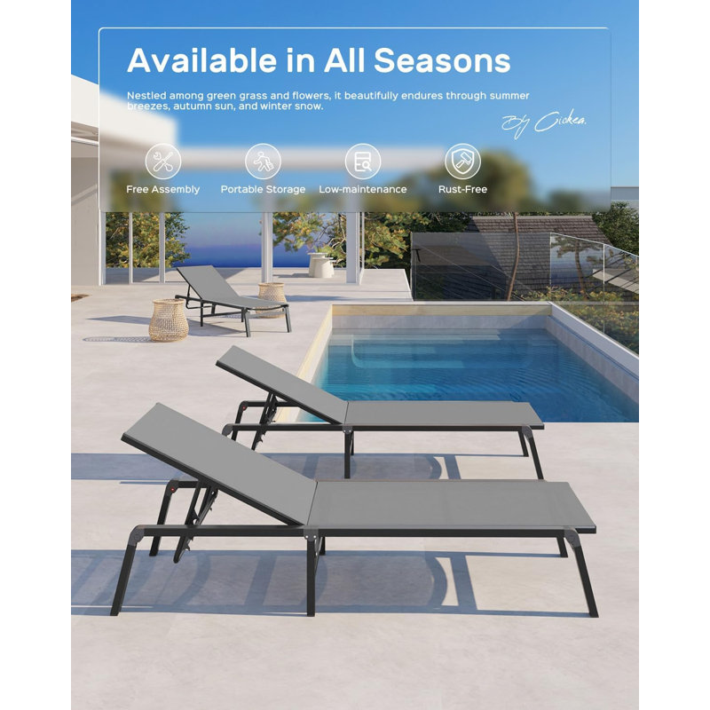 Aluminum Chaise Lounge Ourdoor - Foldable & Assemble Free Outdoor Lounge Chair