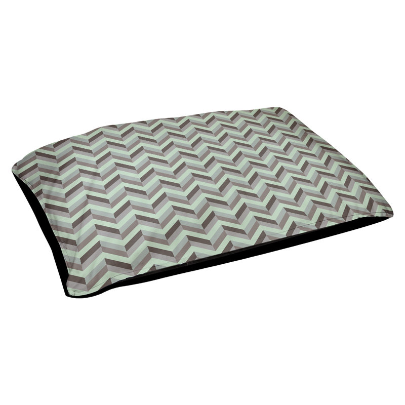 Coussin pour chien chevron Byrge, Moyen (L 29,5 po x P19,5 po x H 9,5 po), Menthe / brun / blanc
