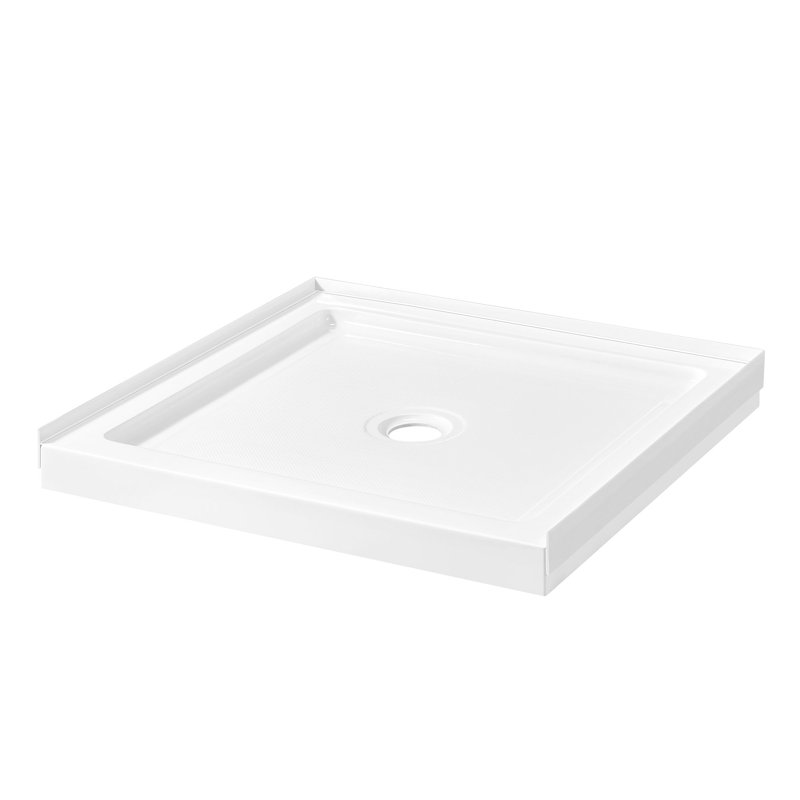 OVE Decors 36" x 32" Rectangle Shower Base Pan, White Acrylic, Center Drain, Reversible Design