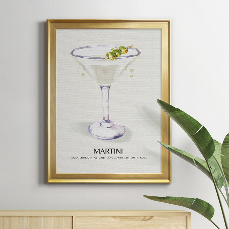 Reproduction encadrée de qualité supérieure Martini - prête à être accrochée, Or, H 18,5 po x l 24,5 po x P 1,5 po