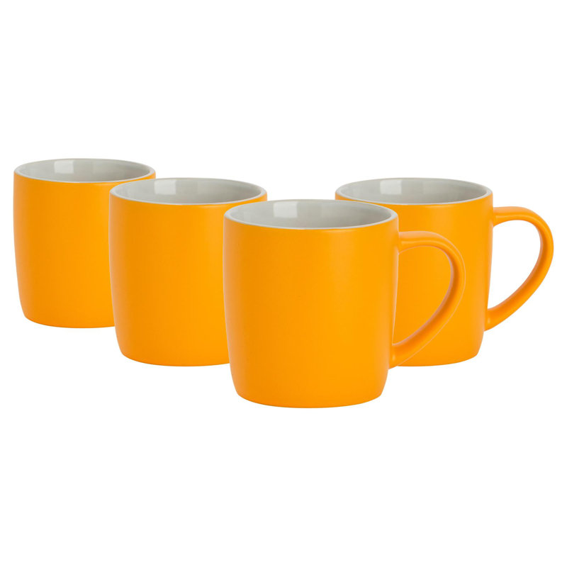 Argon Tableware - Matt Coloured Coffee Mugs - 350ml - Pack of 4, Yellow
