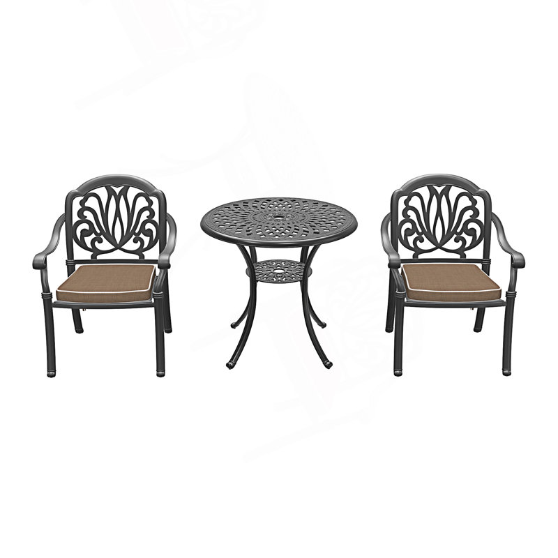 3-Piece Patio Furniture Set With Brown Cushions