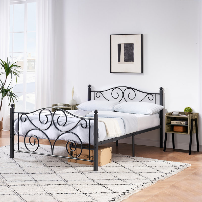 Auxter Steel Piece Bedroom Set, Full, Black/Gray