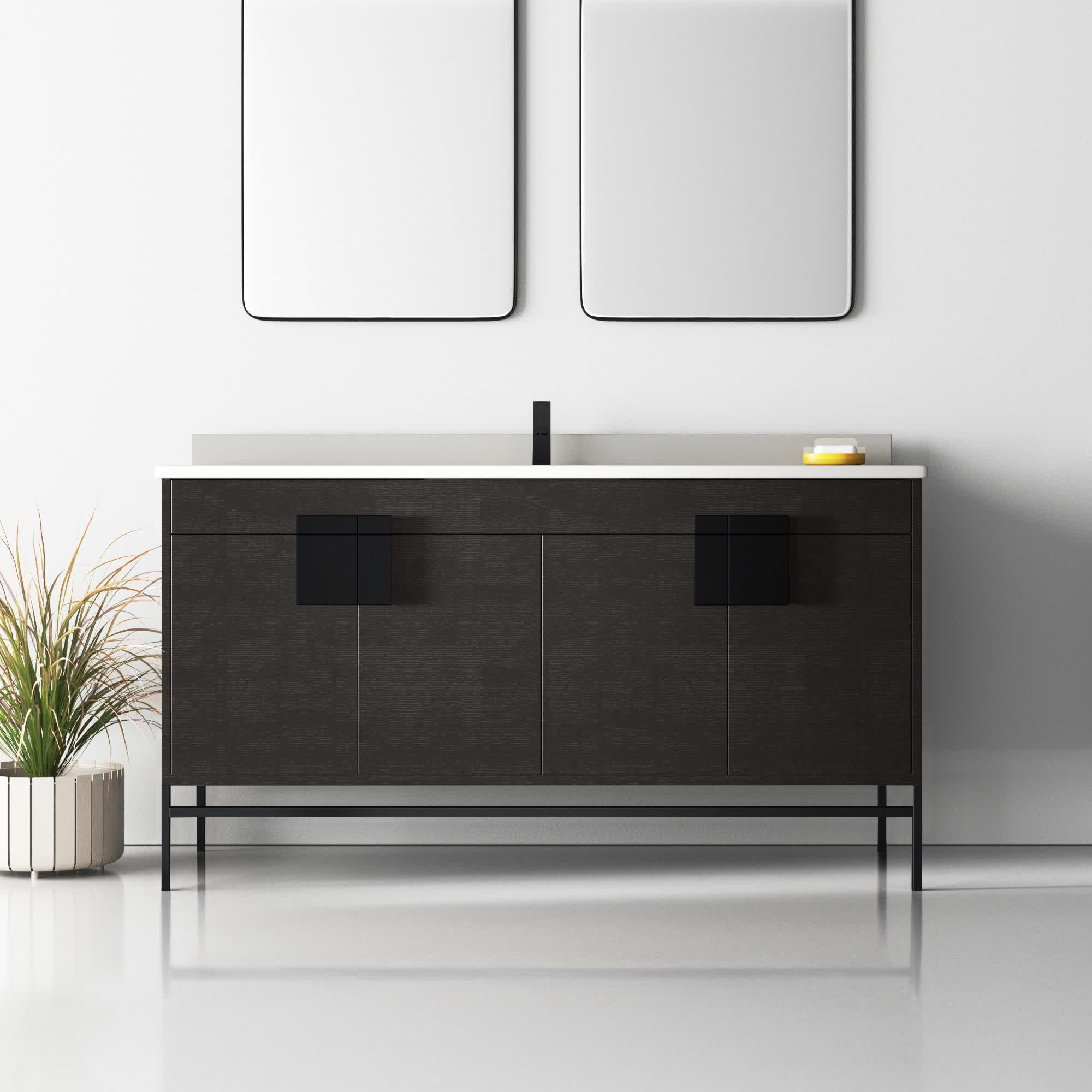 Maisie 60'' Single Bathroom Vanity, Black, Black