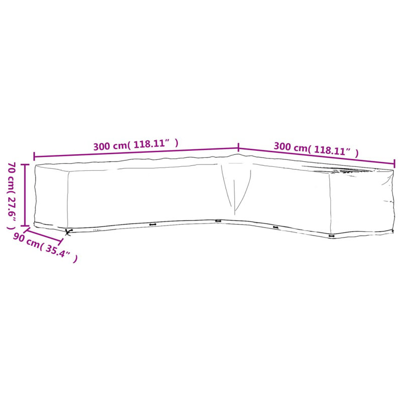 Anjrue 300cm Outdoor Patio Sectional Cover
