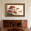 Art mural en toile noyer doré encadré pour salon, chambre à coucher, bureau ou vestibule - décoration murale décorative avec arbre rouge-129333334-129333343