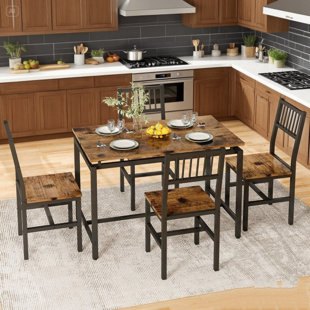 Ensemble de table de salle à manger pour 4, ensemble de chaises de table de cuisine 5 pièces, ensemble de table de salle à manger rectangulaire avec quatre chaises et plateau en bois, ensemble de table de salle à manger avec dossier pour petits espace