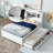 Full Size Storage Platform Bed with Trundle, 3 Drawers and USB Ports, Headboard with Shelves, Solid Wood, No Box Spring Needed-2019407791