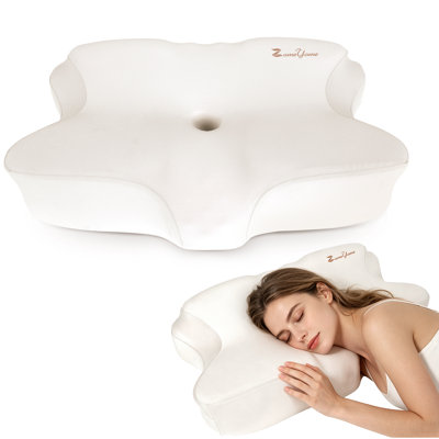  Oreiller papillon cervical, oreiller ergonomique en mousse à mémoire de forme pour soulager les douleurs au cou, soutien orthopédique pour les personnes qui dorment sur le dos, housse lavable