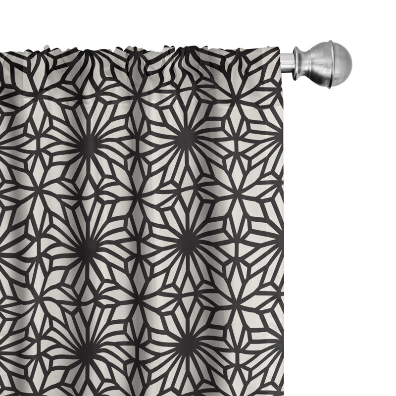 Ethnic Geometric Semi-Sheer Rod Pocket Curtain Panels, 28" x 84"