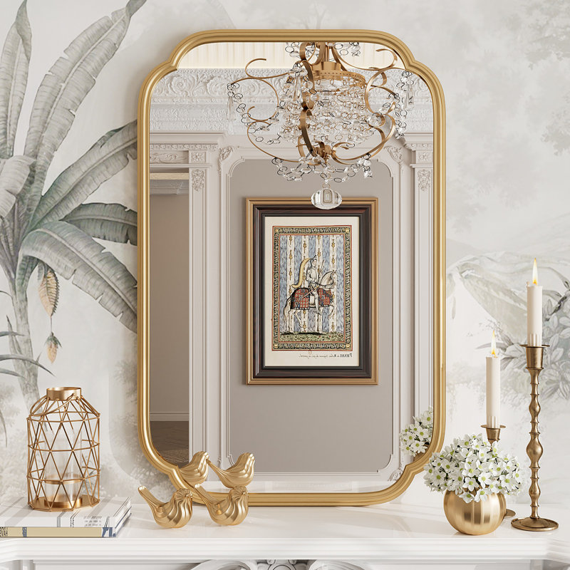 Miroir mural de salle de bain Amara, Doré, 34 po x 22 po