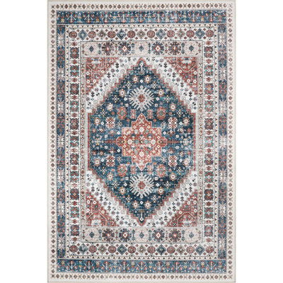 Medallion Non Slip Washable Rug(Red)