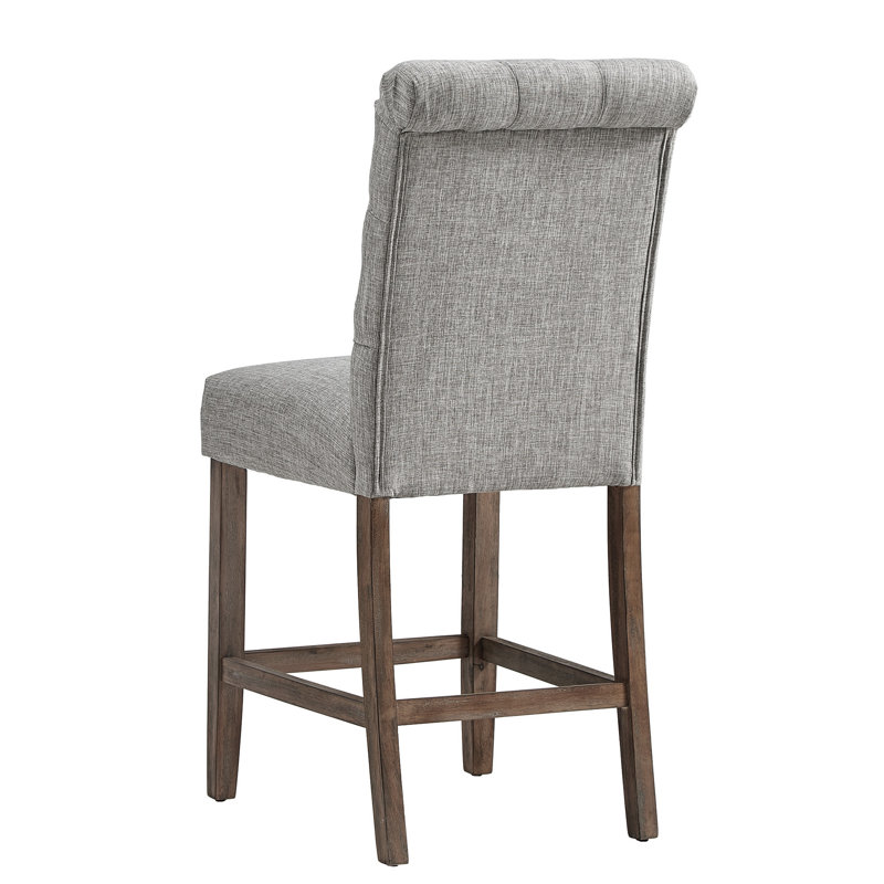 Tabouret Alsadig, Gris, Tabouret de comptoir (siège d'une hauteur de 25 p, Brun