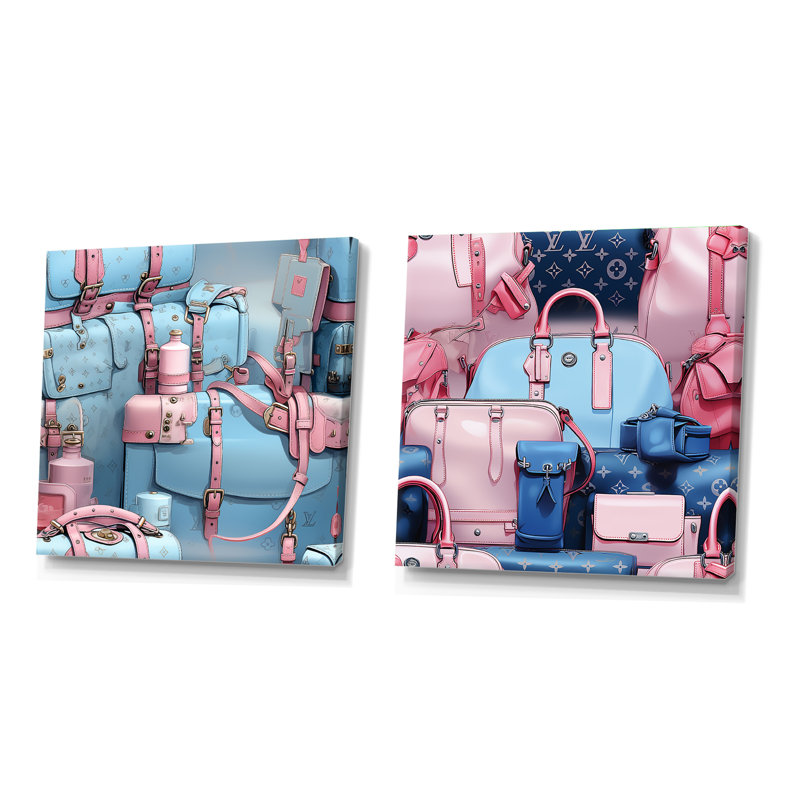 Marc - Ensemble de 2 collages carrés abstraits, Toile tendue, H 16 po x l 33 po
