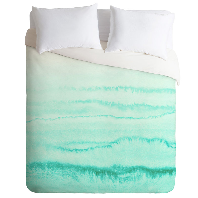Monika Strigel Modern & Contemporary Polyester Abstract Duvet Cover, King Duvet Cover, White/Green Ombre
