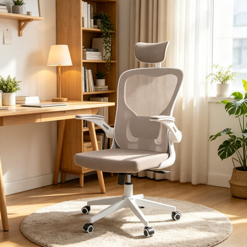 Chaise de bureau ergonomique avec support lombaire, appui-tête et accoudoirs rabattables à hauteur réglable avec fauteuil inclinable multi-angle de 90 ° à 125 ° avec une capacité de 350 lb